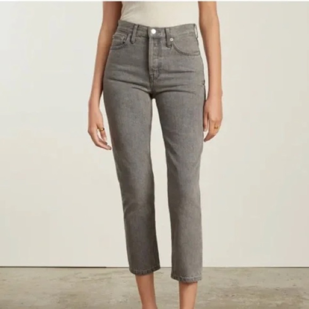 Everlane The 90s Cheeky Jean Acid Washed Grey Ankle Crop High Rise NWT